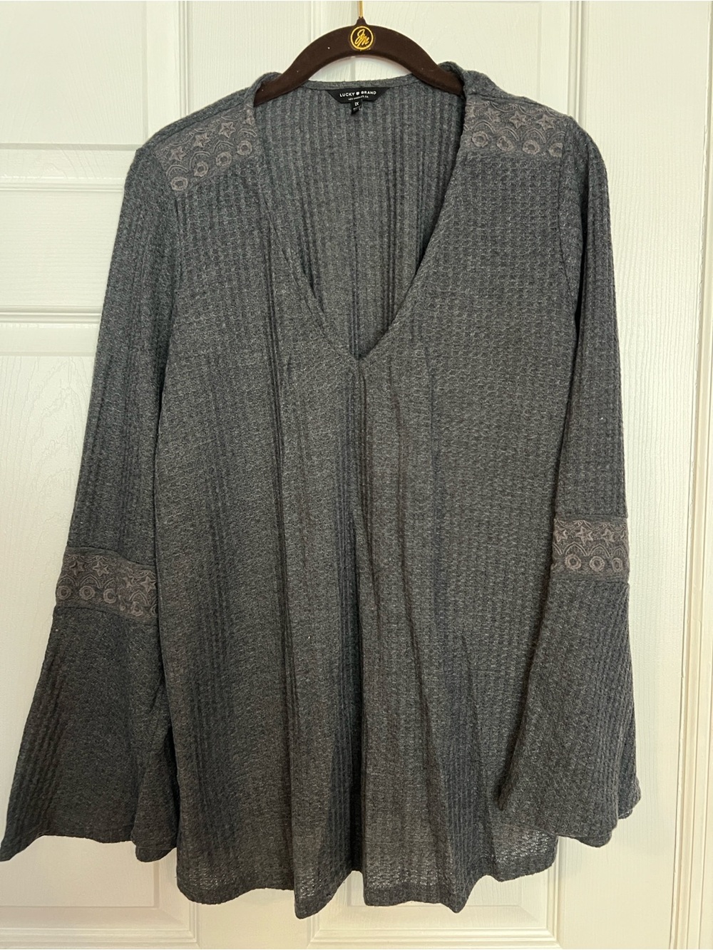 Lucky Brand Bell Sleeve Gray Top NWOT - 1X